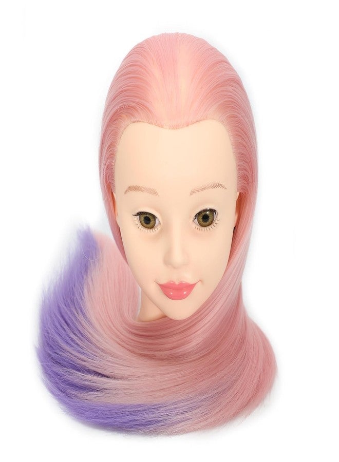 Morris 26"-28" Mannequin Head Hair Styling Training Manikin Cosmetology Doll Head Synthetic Fiber Hair With Clamp Stand (pnik and purple) - Image 4